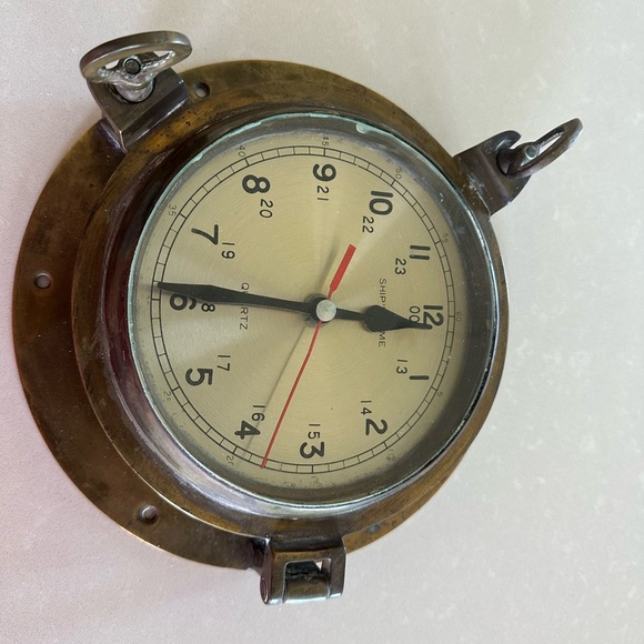 Brass Boat Clock 9 Inch Radius - Picture 2 of 2